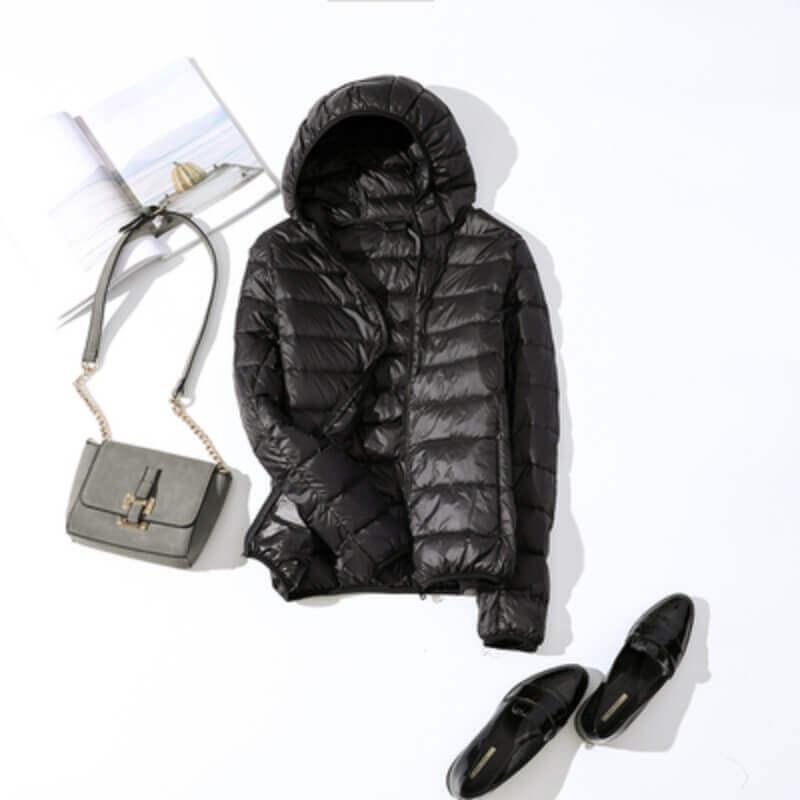 Jaqueta Lia Forrada de Pluma com Capuz - Velvett 