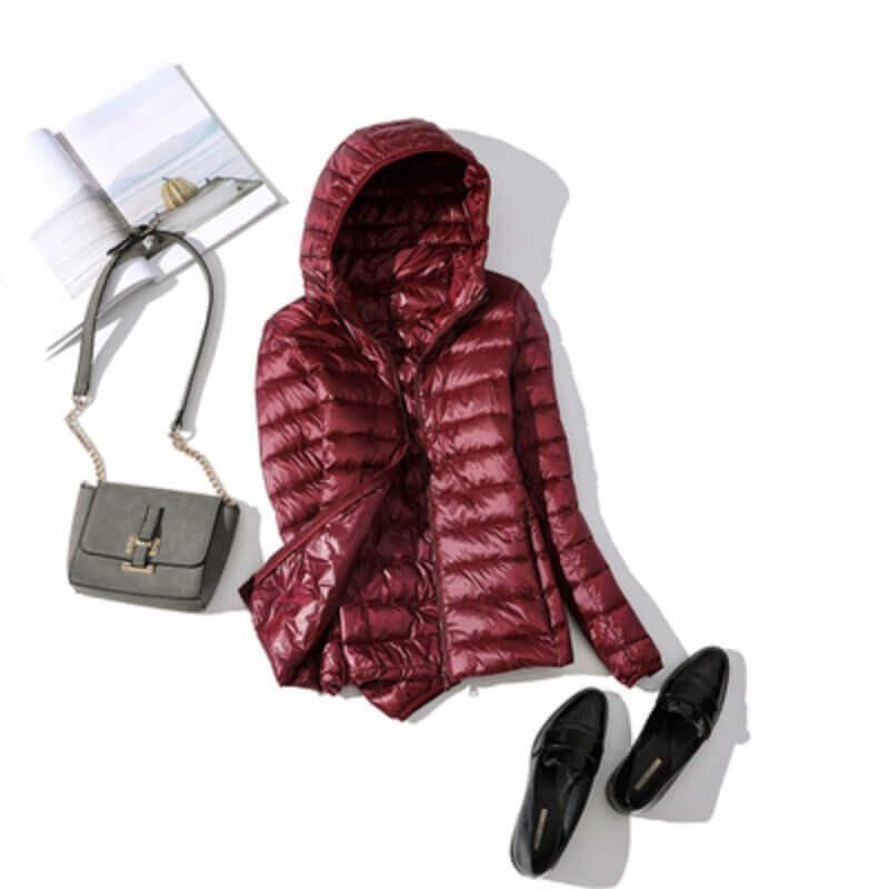 Jaqueta Lia Forrada de Pluma com Capuz - Velvett 