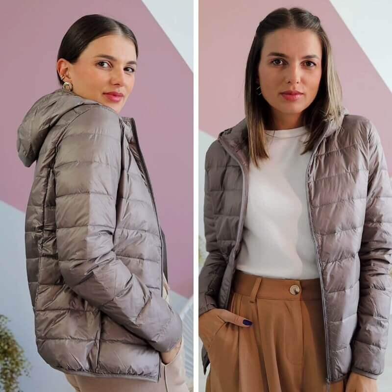 Jaqueta Lia Forrada de Pluma com Capuz - Velvett 