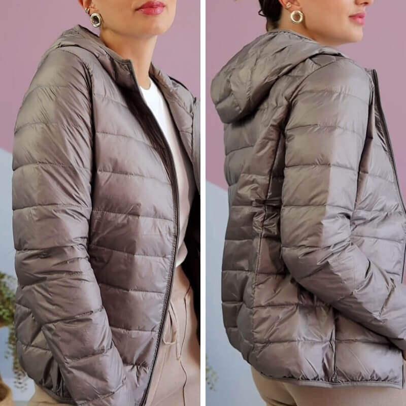 Jaqueta Lia Forrada de Pluma com Capuz - Velvett 