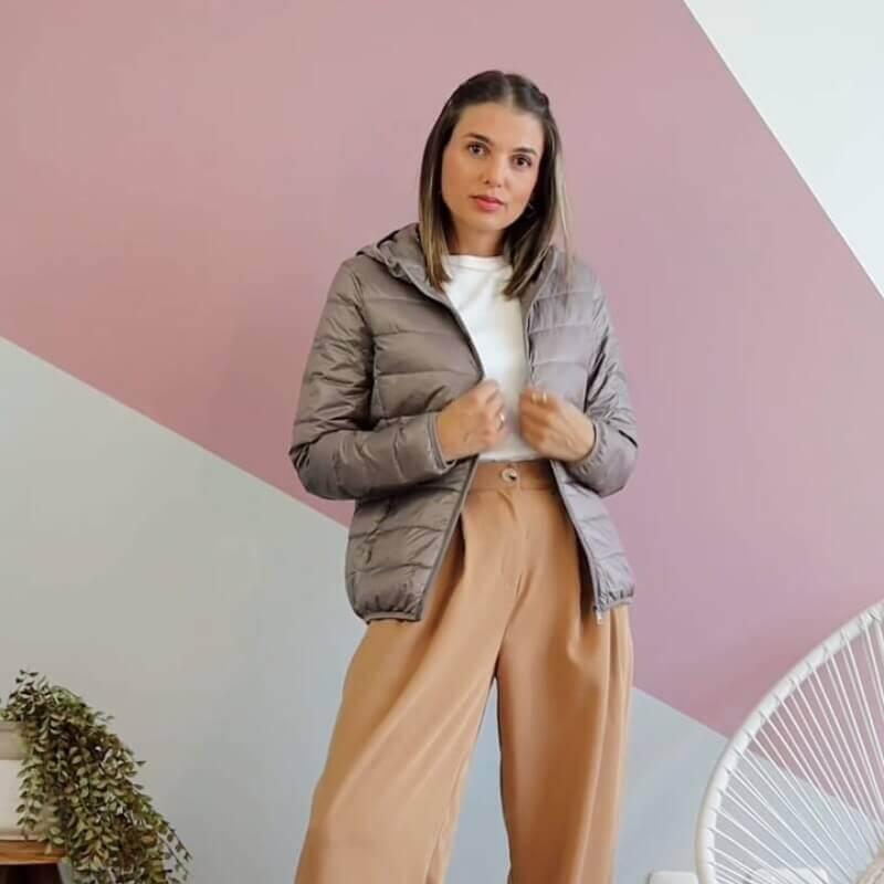 Jaqueta Lia Forrada de Pluma com Capuz - Velvett 