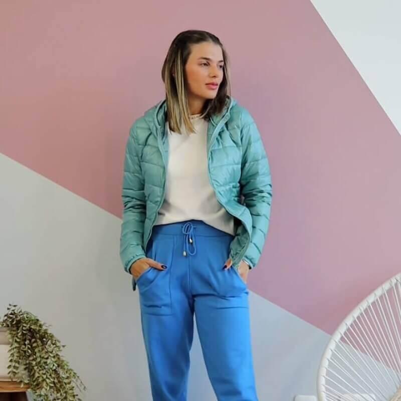 Jaqueta Lia Forrada de Pluma com Capuz - Velvett 