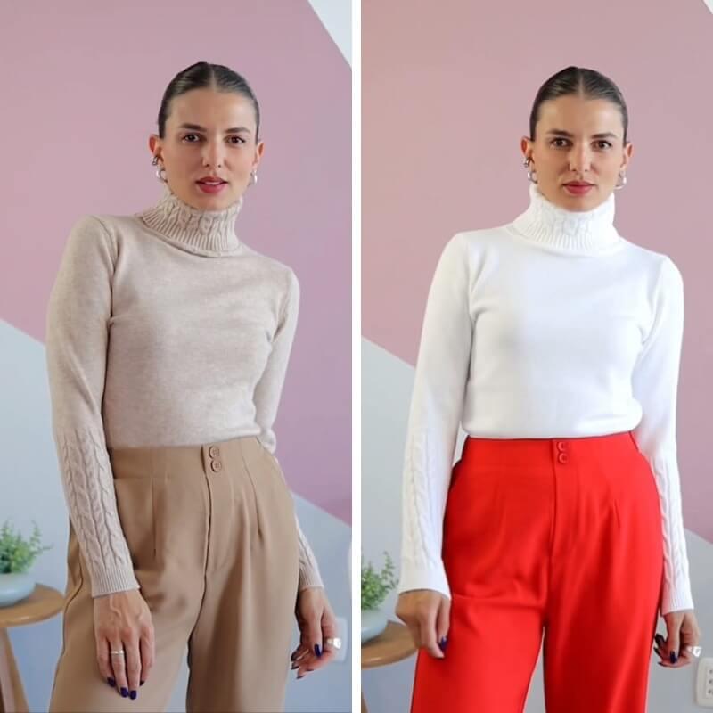 Blusa Bia Gola Alta Trabalhada - Velvett 